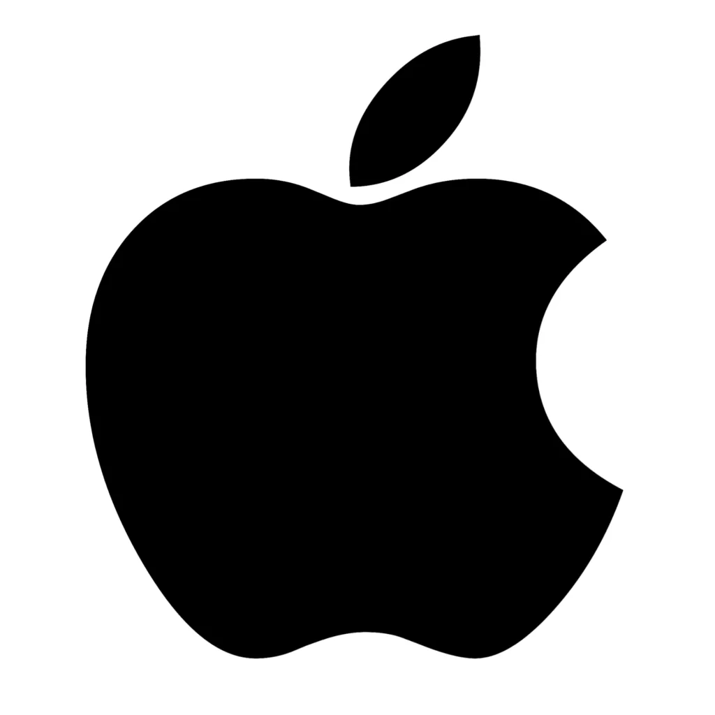 a black and white apple logo