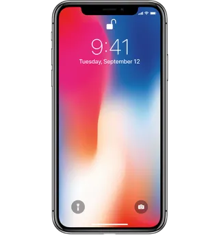 an iphone with the screen open showing the home button