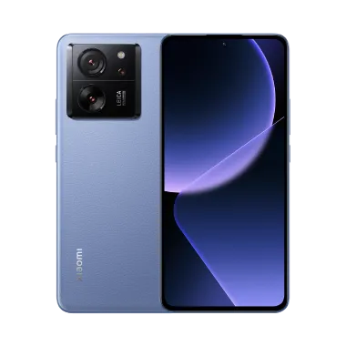 a blue phone with a camera on top of it